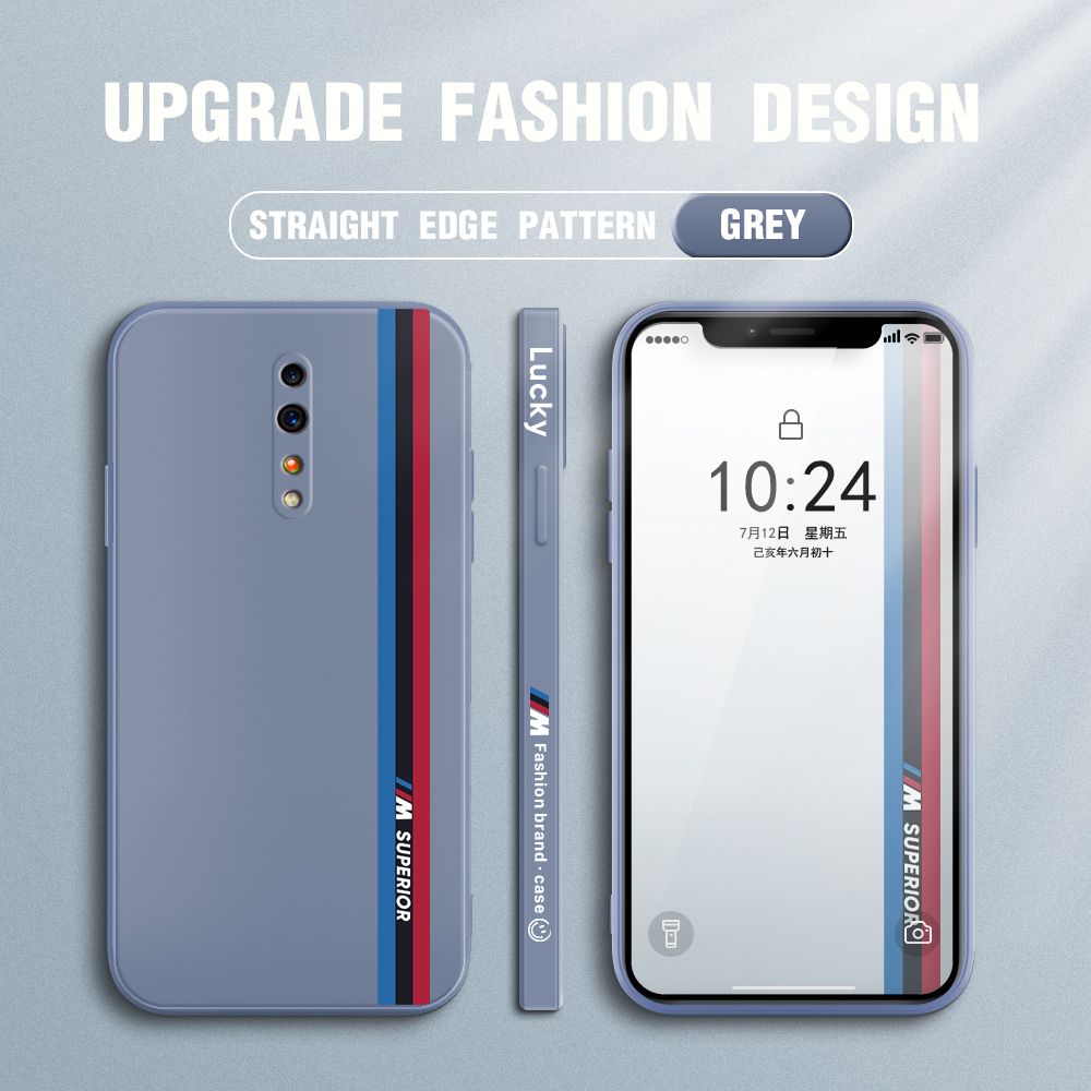 Jizetin for OPPO Reno Z Back Cover Simple Graffiti Track Side Design Liquid Silicone Phone Case Soft Full Camera Protect Phone Cases