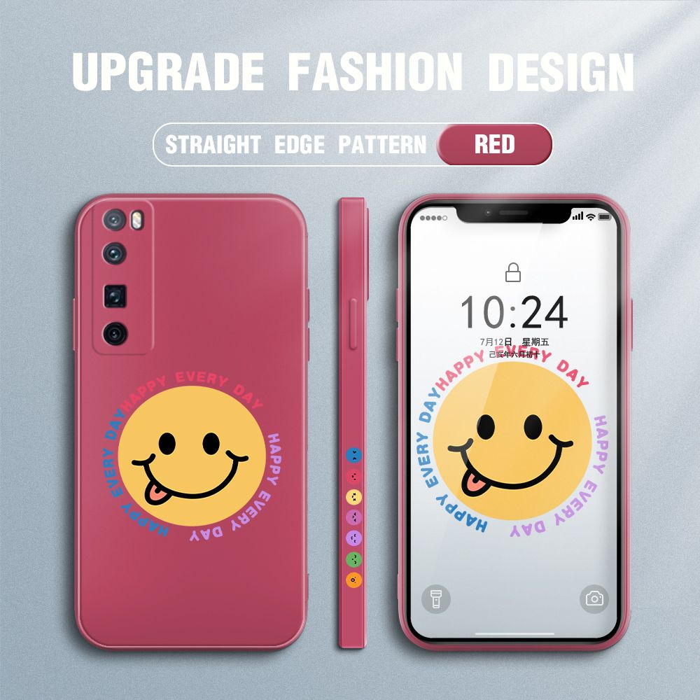 FHKL for Huawei Nova 7 Pro Back Cover Cartoon Smile Side design Soft Case Multicolor Liquid Silicone Phone Cases