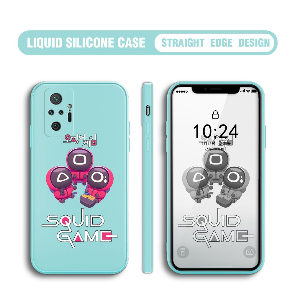 UCUC for Xiaomi Redmi Note 10 Pro Case Cute Cartoon Cute Squid Character Phone Cover Square Liquid Silicone Shockproof Phone Protective Case