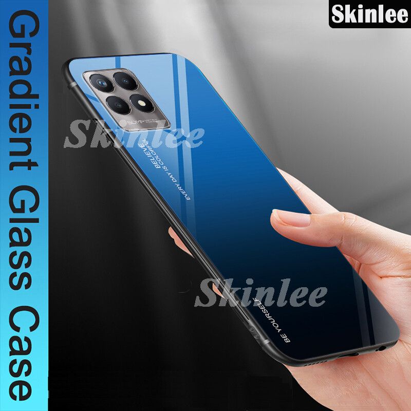 Phone Case Realme 8i Tempered Glass Protector Cases for Realme 8i Phone Cover Cases Aurora Mirror Back Cover
