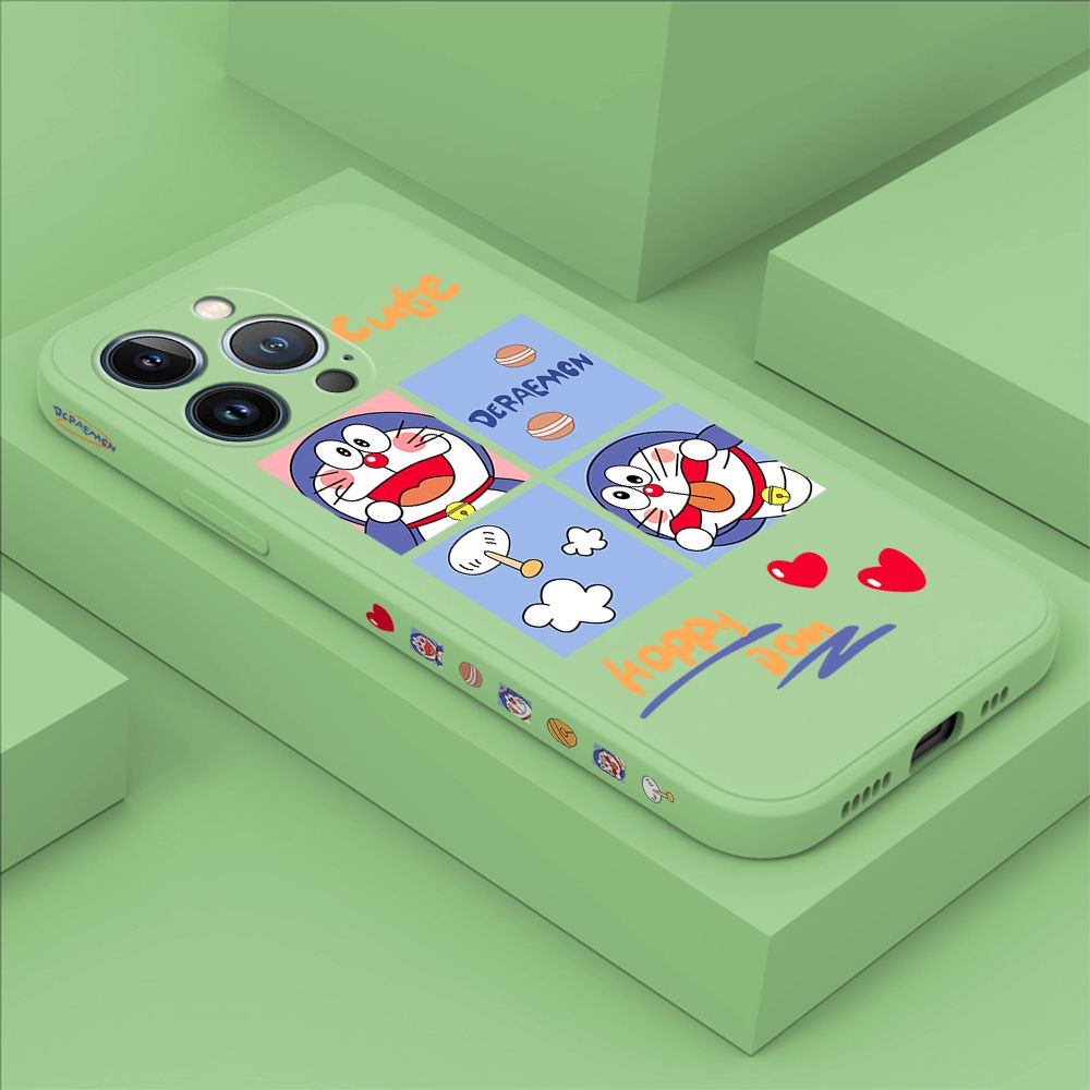 Hontinga for iPhone 13 Pro Case Side Design Cartoon Cute Back Cover Soft Square Edge Pattern Liquid Silicone Trend Phone Cases