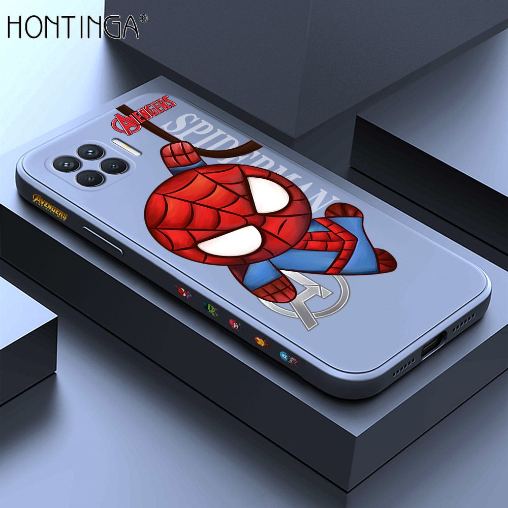 Hontinga for OPPO F17 Pro / A93 2020 / Reno4 F Case Side Design Cartoon Little Spider Back Cover Soft Square Edge Pattern Liquid Silicone Trend Phone Cases