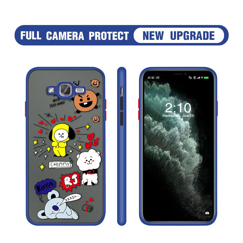 Hontinga for Samsung J7 2015 Case Cute Cartoon Animals Camera Shockproof Protection Casing Edge Frosted Transparent Phone Cover