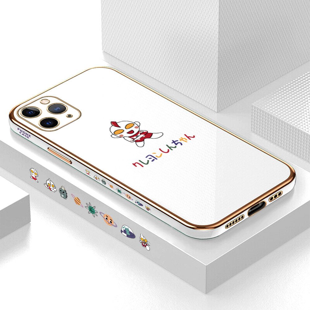 Luxury 6D Plating Case for iPhone 11 Pro Cute Cartoon Side Pattern Back Cover Soft Silicone Square Frame Shiny Bling Phone Cases + Free Lanyard