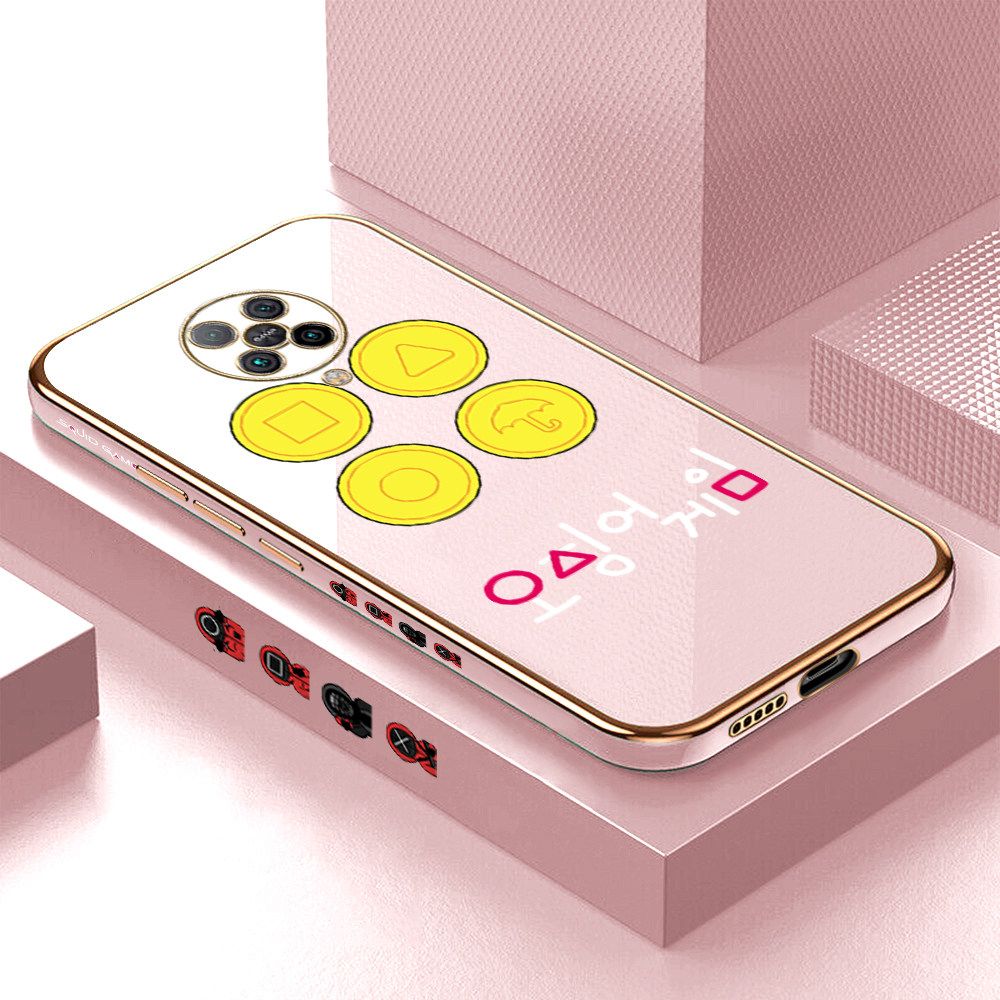Luxury 6D Plating Soft Casing Silicone Square Frame Phone Case For Redmi K30 Pro Case Shiny Bling Back Cover Popular Game Patterns Square Edge Pattern Design Soft Case + Free Lanyard