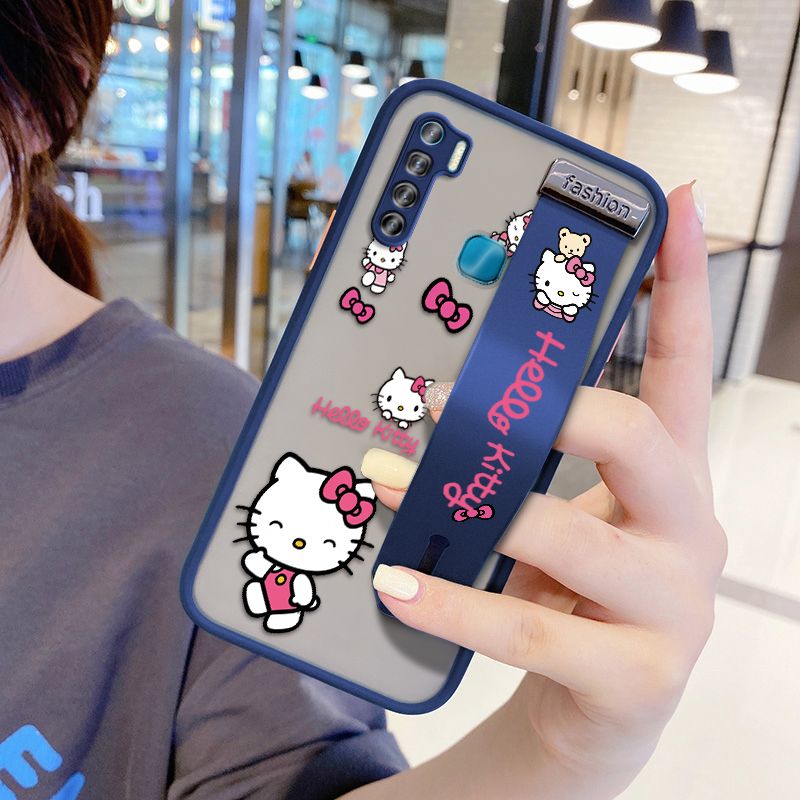 UCUC for Infinix S5 Wrist Strap Case Lovely KT Cat Wristband Printing Cover Shockproof Ultra Thin Phone Case