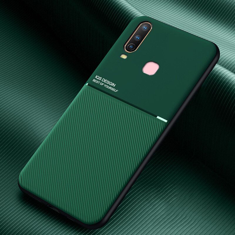 For Vivo Y17/Y3/U10 Fashionable New Style Moire Embedded Iron Plate Ring-free Bracket Phone Case (Compatible with Magnetic Car)
