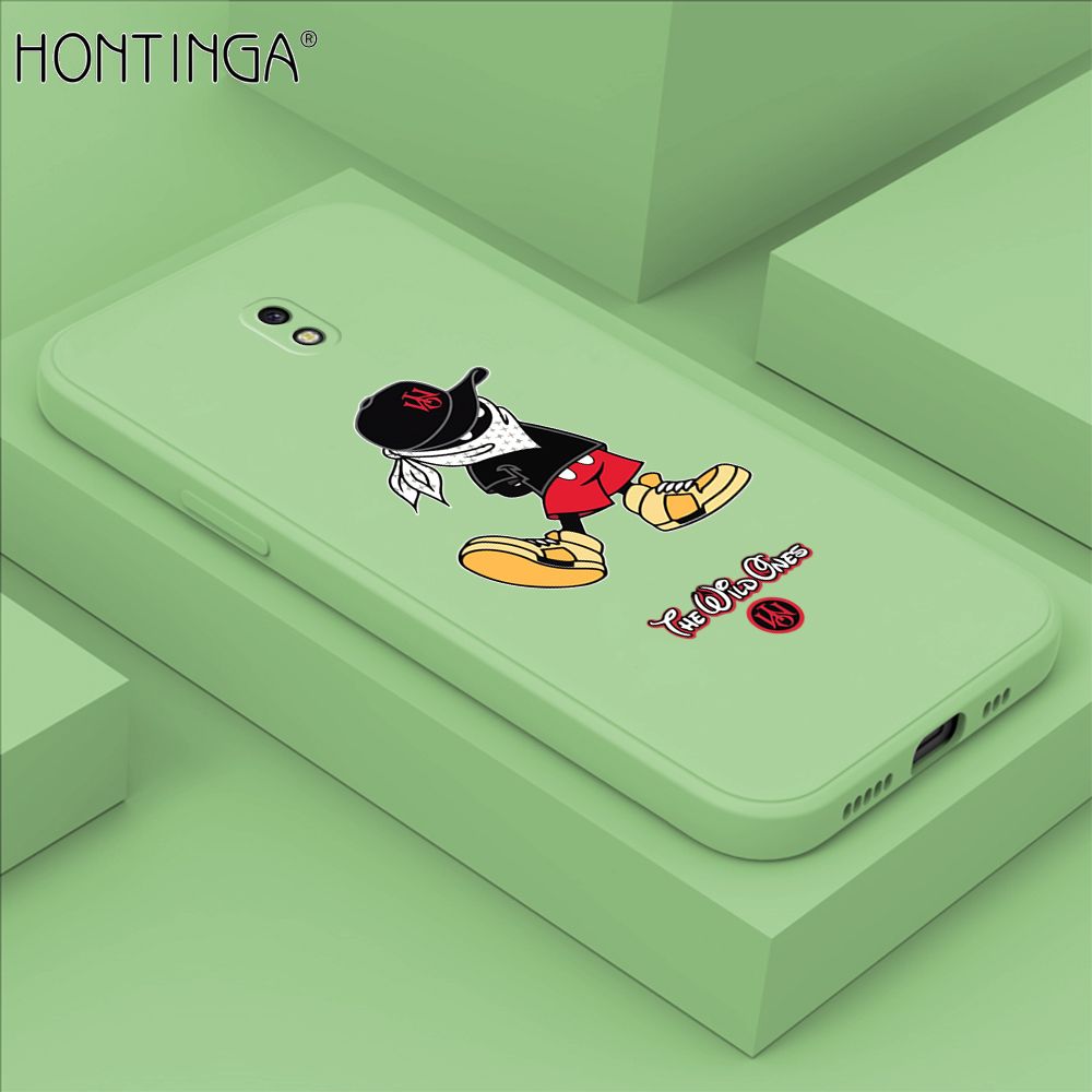 Hontinga for Samsung Galaxy J7 Pro Case Cartoon Masked Mouse Phone Case Soft Square Edge Silicone Cases Full Lens Cover Shockproof Protection Cover