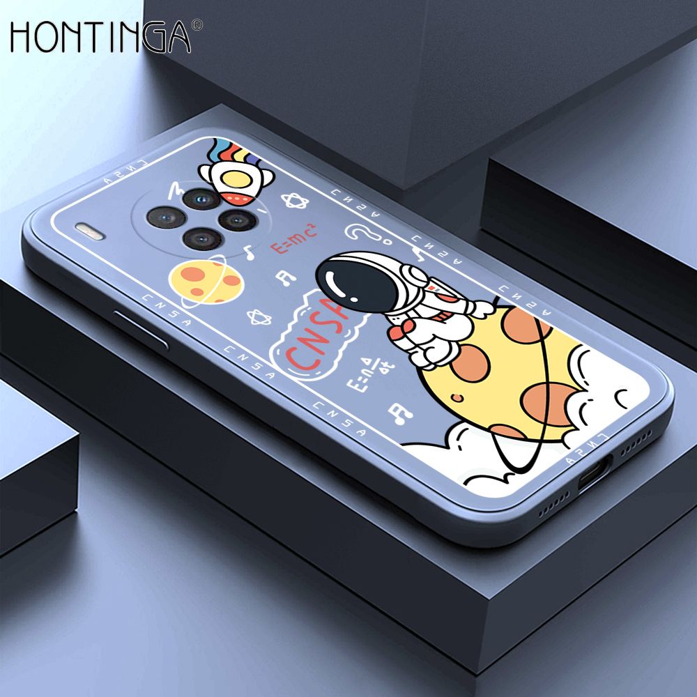 Hontinga for Huawei Nova 8I Case Cartoon Astronauts Phone Case Phone Case Soft Square Edge Silicone Cases Full Lens Cover Shockproof Protection Cover