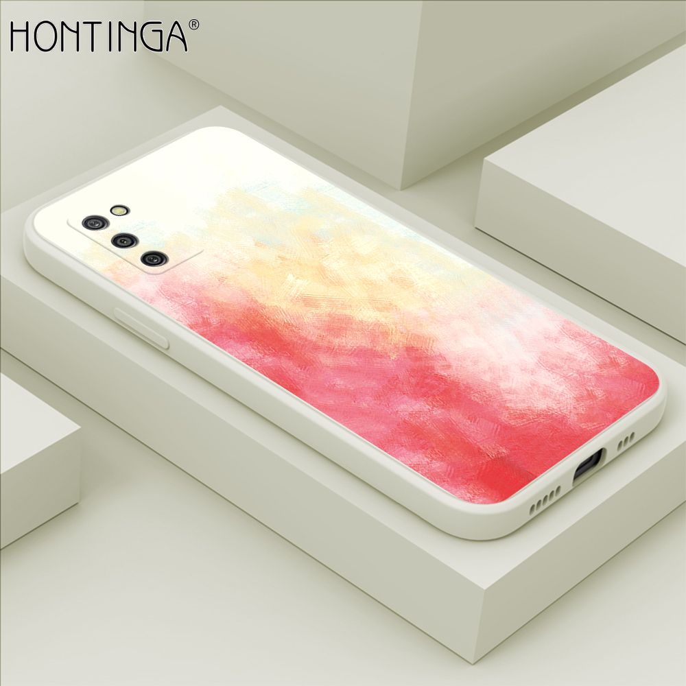 Hontinga for Samsung A02S Case Watercolor Gradient Liquid Soft Square Silicone Phone Case Shockproof Protection Rubber Cover