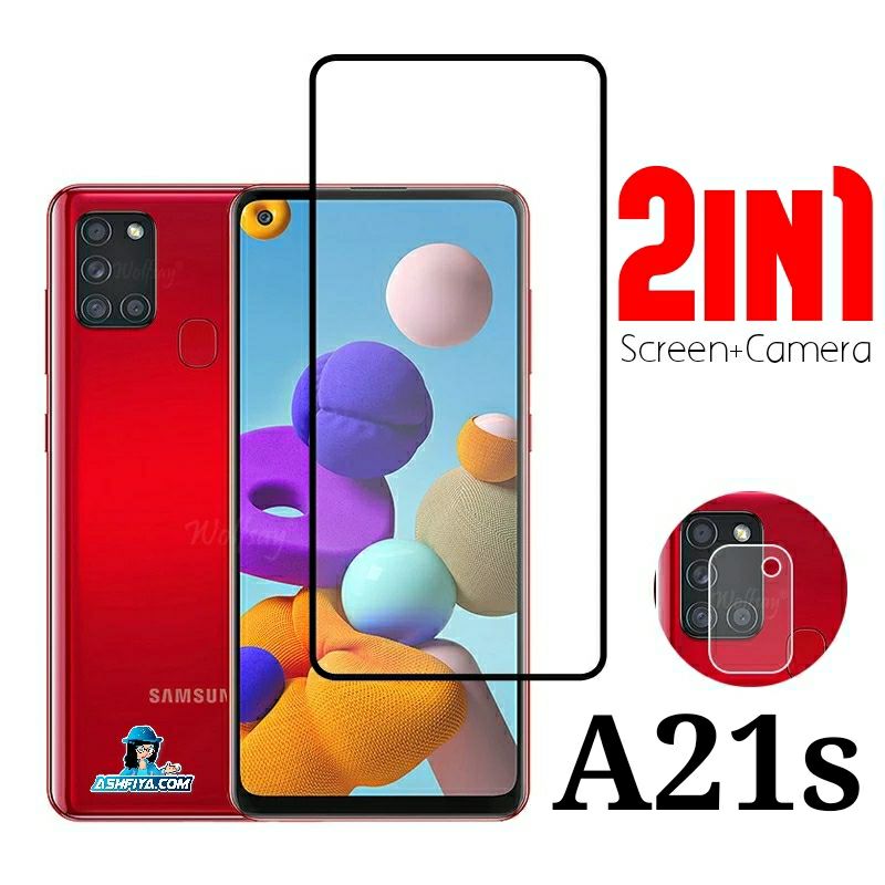 Samsung Galaxy A21s Combo Pack 2-in-1 Full Coverage Premium Curve Tempered Glass Screen Protector+Camera Lens Protector