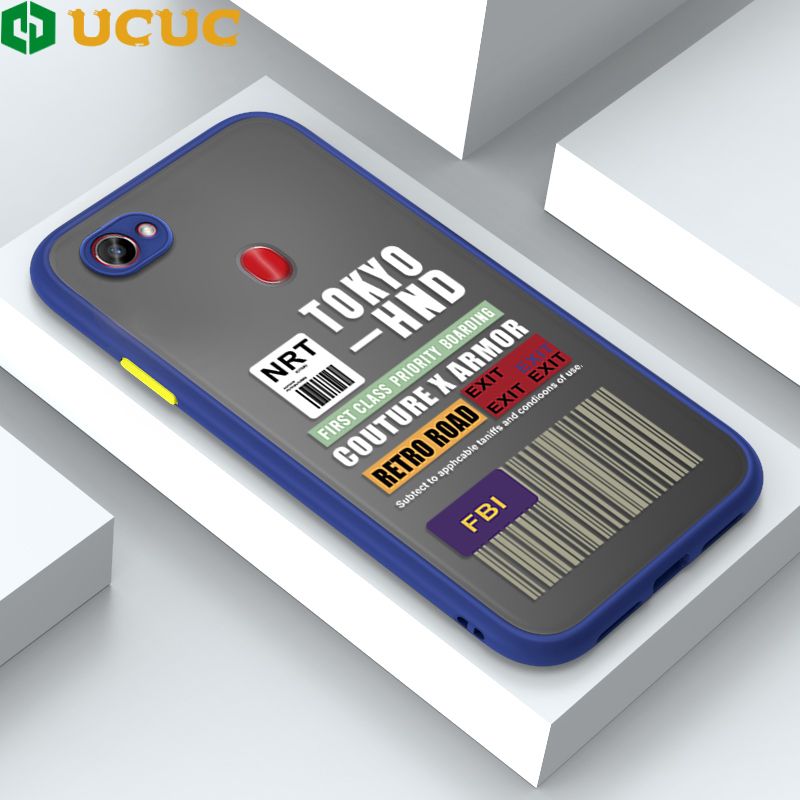 UCUC for OPPO F7 F7 Pro Back Cover FBI Sticker Frosted Transparent Hard Phone Case Thin Shockproof Full Cover Camera Protect Case