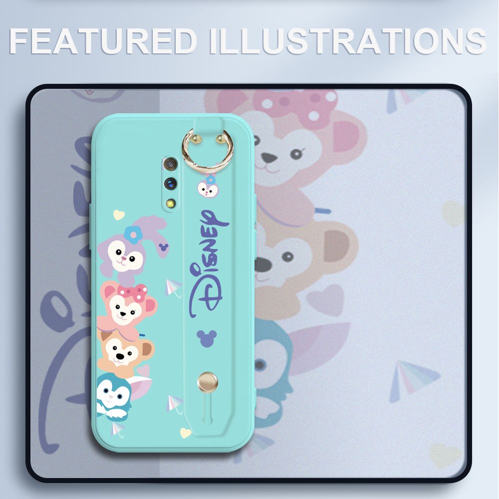 UCUC for Realme X Wrist Strap Case Creative Cartoon Cute Bunny Cover Ultra Thin Anti Fall Liquid Silicone Phone Case