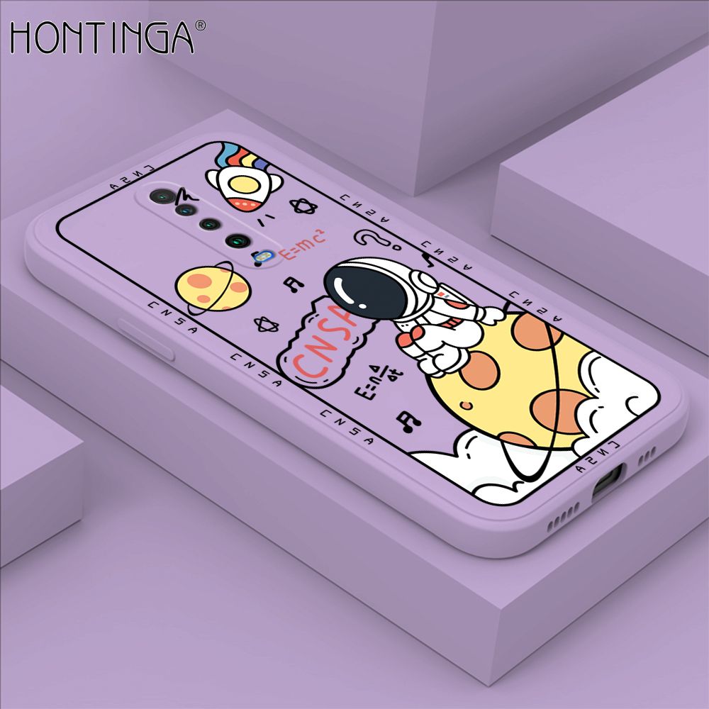 Hontinga for Redmi K30 Case Cartoon Astronauts Phone Case Phone Case Soft Square Edge Silicone Cases Full Lens Cover Shockproof Protection Cover