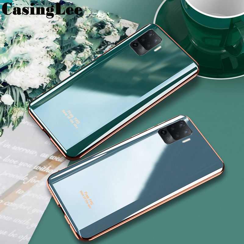 Casinglee For OPPO F19 Pro Back Cover Silicone Soft Cases Electroplated Avocado Green Glitter Full Protector Cases OPPO F19 Pro Case