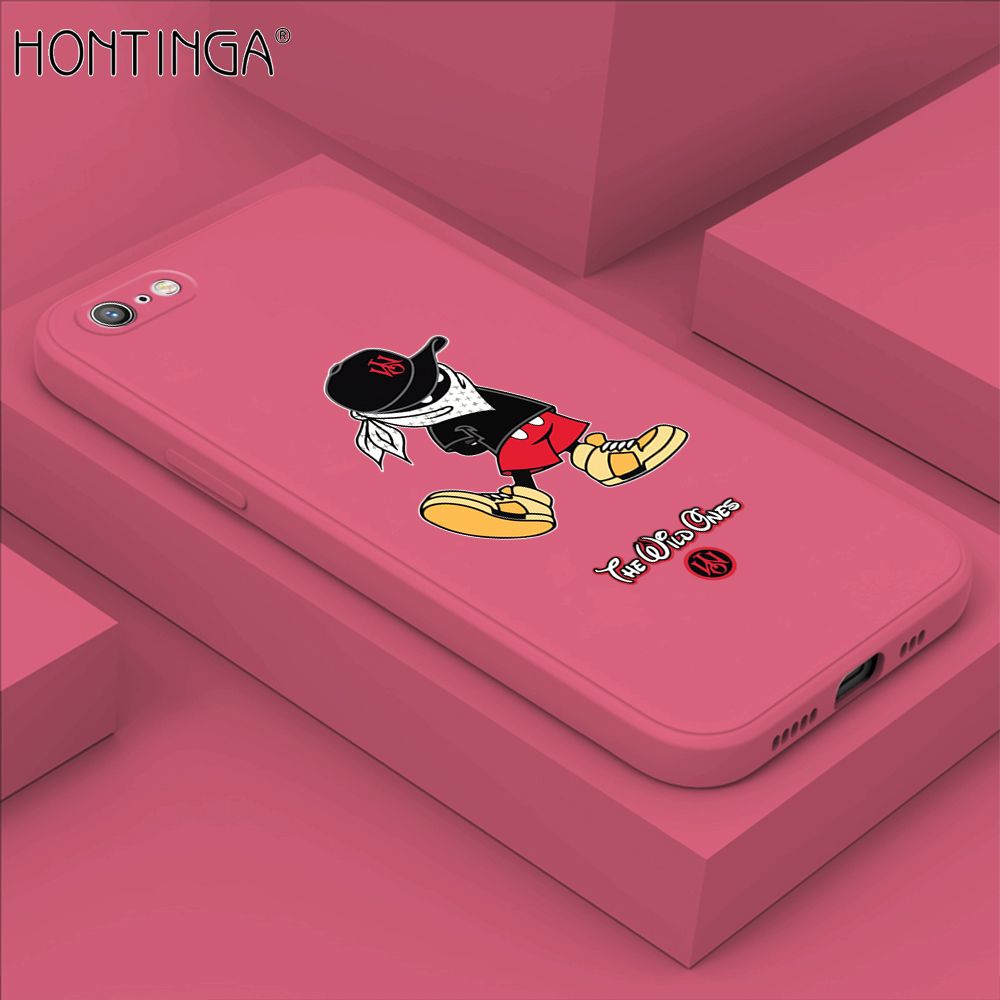 Hontinga for iPhone 6 Plus / 6s Plus Case Cartoon Masked Mouse Phone Case Soft Square Edge Silicone Cases Full Lens Cover Shockproof Protection Cover