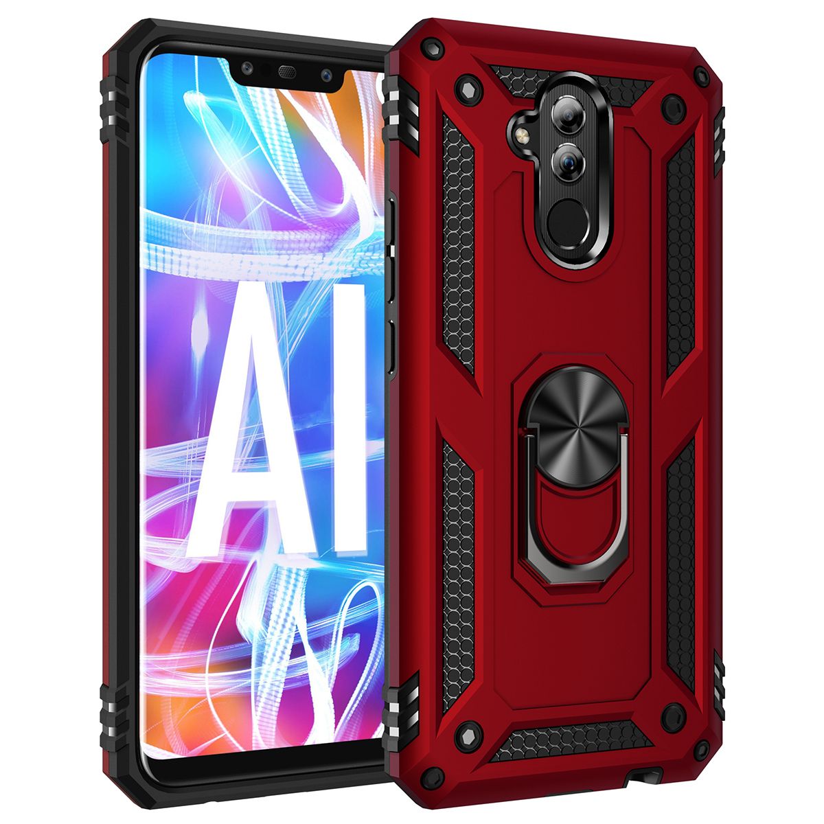 Shockproof Armor Case For Huawei Mate 20 Lite Phone Case Car Ring Stand Bumper Silicone Back Cover