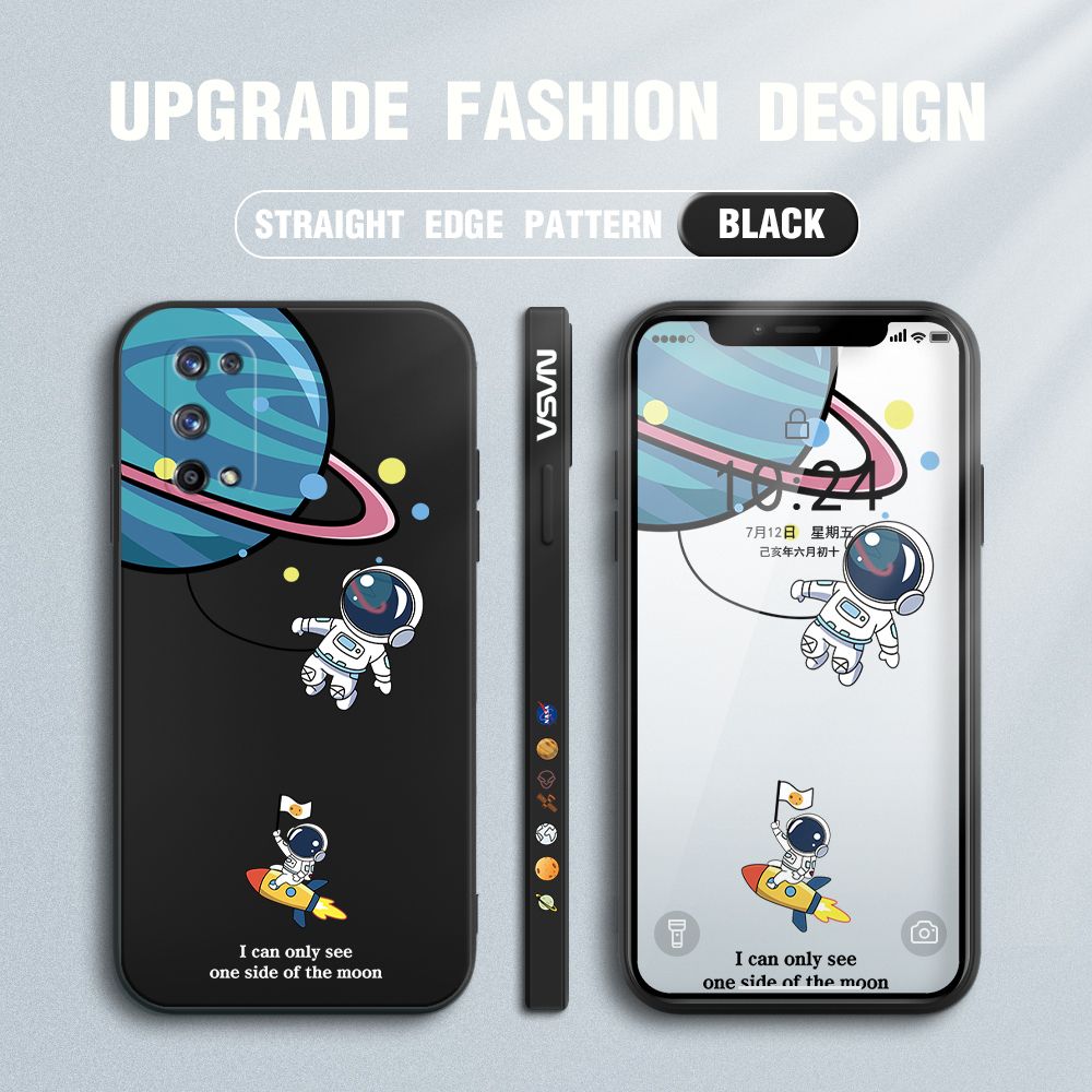FHKL for Realme X7 Pro 5G Back Cover Cartoon Astronaut Side design Soft Case Multicolor Liquid Silicone Phone Cases