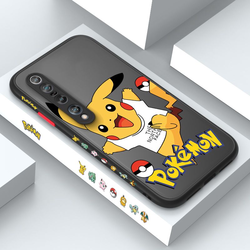 ZeroQiQi for Xiaomi 10 Pro Case White Clothes Pikachu Side Printing Cover Frosted Ultra Thin Protective Anti Fall Phone Case