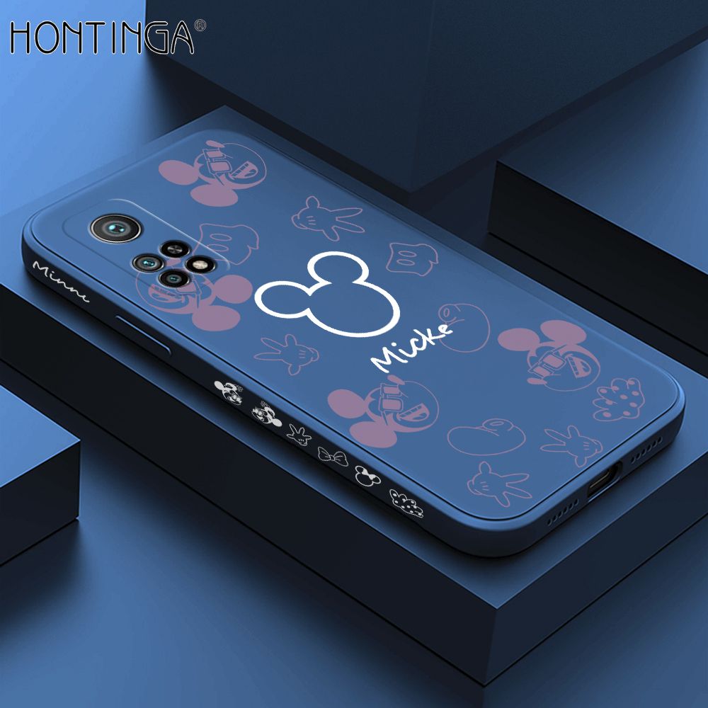 Hontinga for Xiaomi 10T / 10T Pro Case Side Design Cute Mouse Avatar Back Cover Soft Square Edge Pattern Liquid Silicone Trend Phone Cases