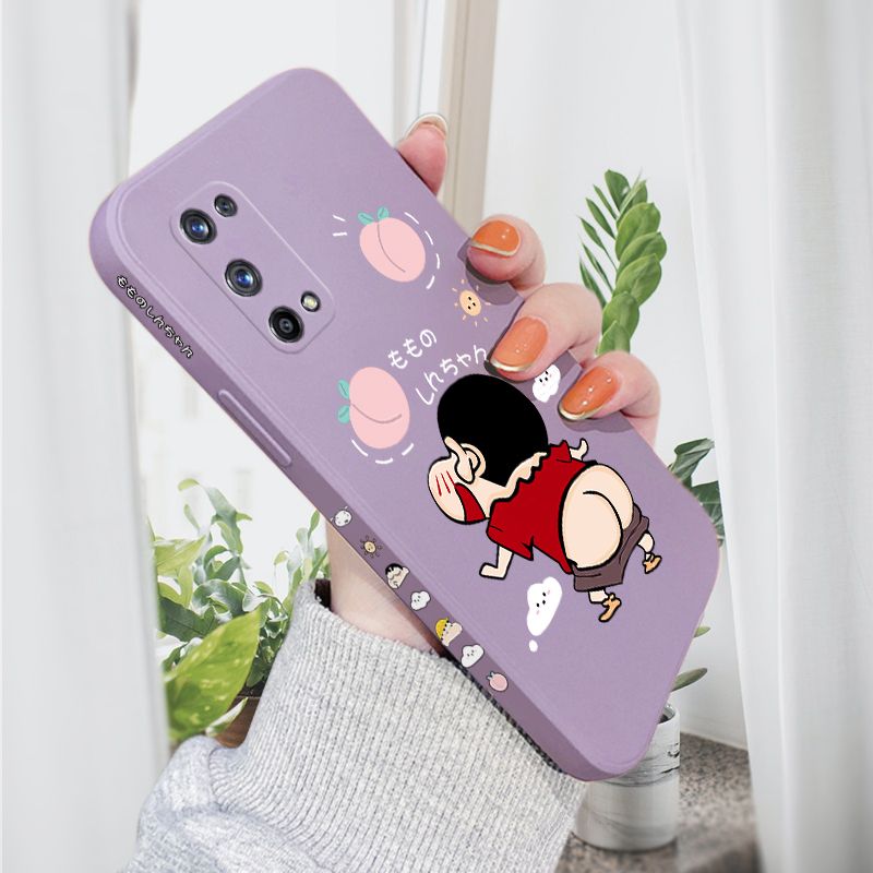 AMORVOR for Realme X7 Pro 5G Back Cover Cute Cartoon Crayon Shin-Chan Side design Soft Case Liquid Silicone Phone Cases