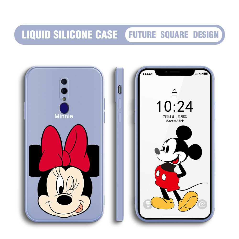 BILI for OPPO F11 Back Cover Big Head Minnie Multicolor Liquid Silicone Phone Case Soft Square Lens Protection Phone Cases