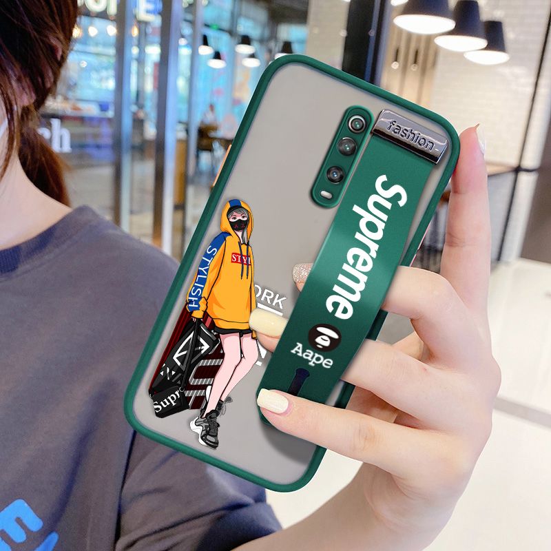 UCUC for Xiaomi Redmi K20 Pro Wrist Strap Case Creative Cartoon Handsome Girl Wristband Printing Cover Shockproof Frosted Phone Case