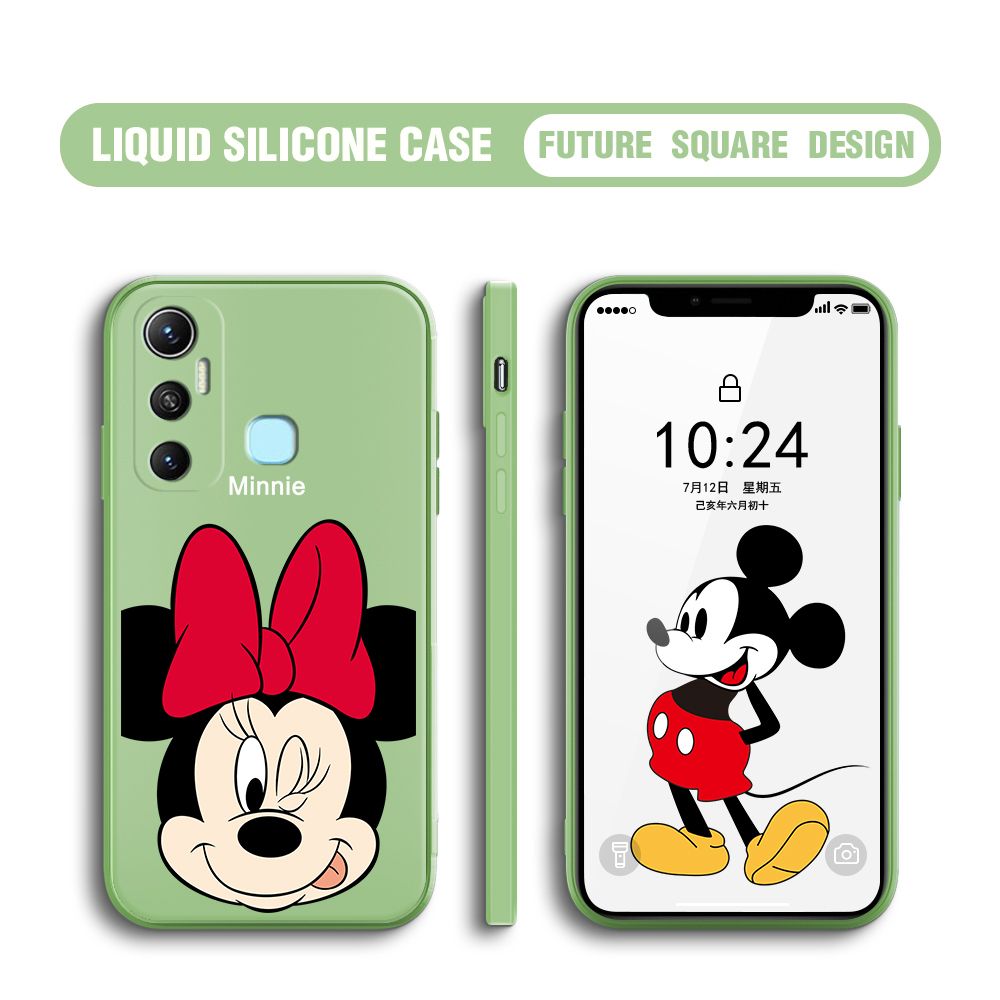 BILI for Infinix Hot 11 Back Cover Big Head Minnie Multicolor Liquid Silicone Phone Case Soft Square Lens Protection Phone Cases