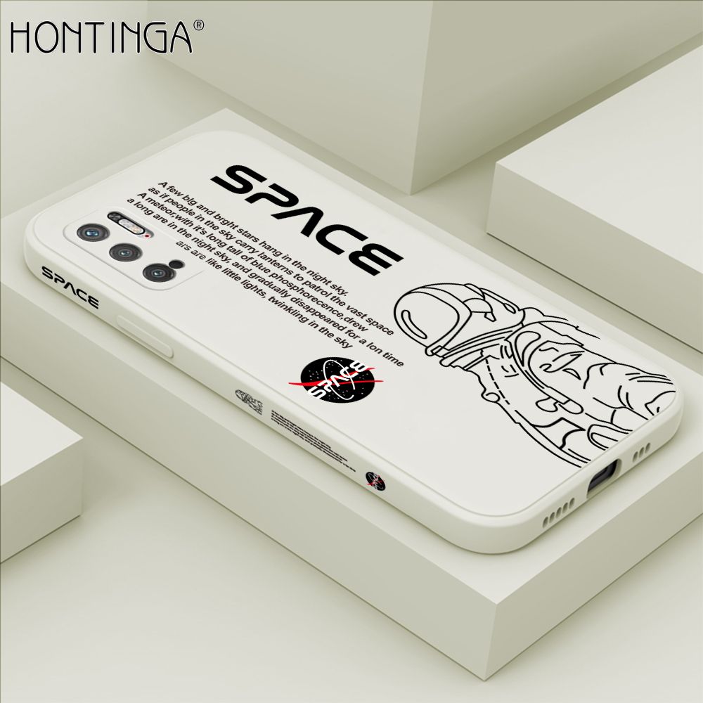 Hontinga for Xiaomi Redmi Note 10 5G Back Cover Cool Astronaut Pattern Case Soft Square Edge Liquid Silicone Phone Cases