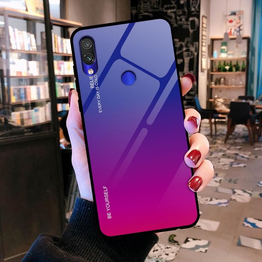 For VIVO V7 VIVO V7 PLUS VIVO V9 VIVO V11 VIVO V11i VIVO V11 Pro Gradient Tempered Glass Case Luxury Colorful Gradient Tempered Glass Protective Slim Back Cover Phone Case