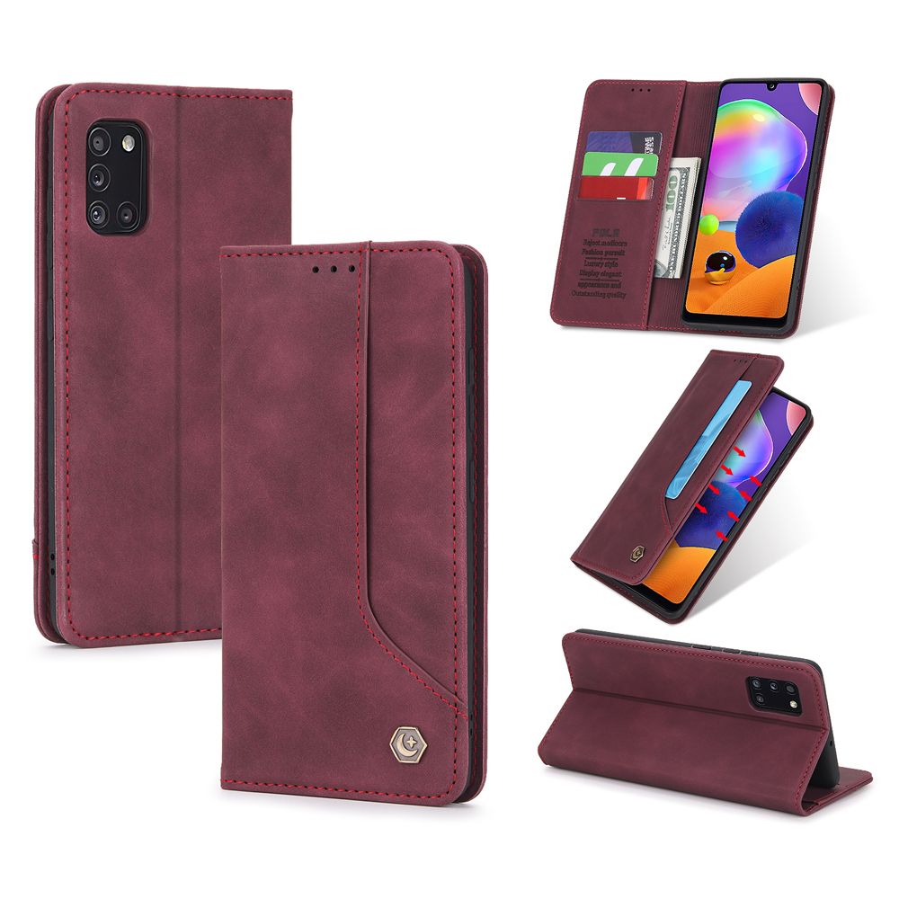 For Samsung Galaxy A31 Premium Retro Leather Magnetic Card Holder Case Shockproof TPU Inner Flip Stand Cover