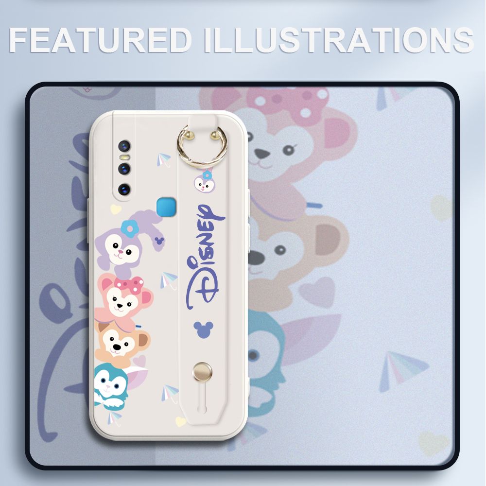 UCUC for Vivo V15 Wrist Strap Case Creative Cartoon Cute Bunny Cover Ultra Thin Anti Fall Liquid Silicone Phone Case