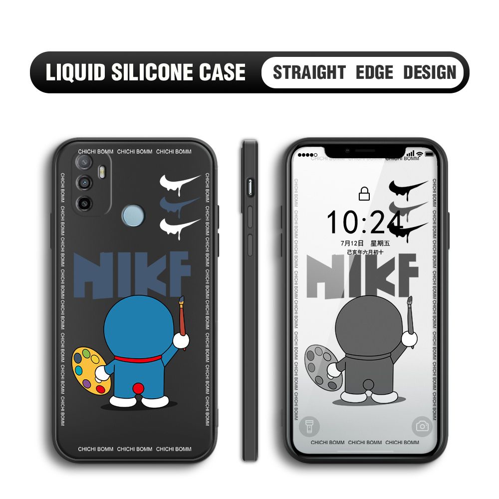 BILI for OPPO A53 2020 Back Cover Cartoon Clown Multicolor Liquid Silicone Phone Case Soft Square Lens Protection Phone Cases