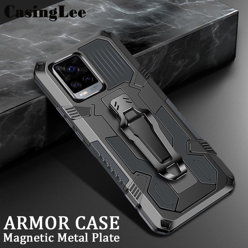 Casinglee For VIVO V20 Case Shockproof Armor Stand case with Metal Clip VIVO V20 Phone Cover case Car Mountaineering phone case