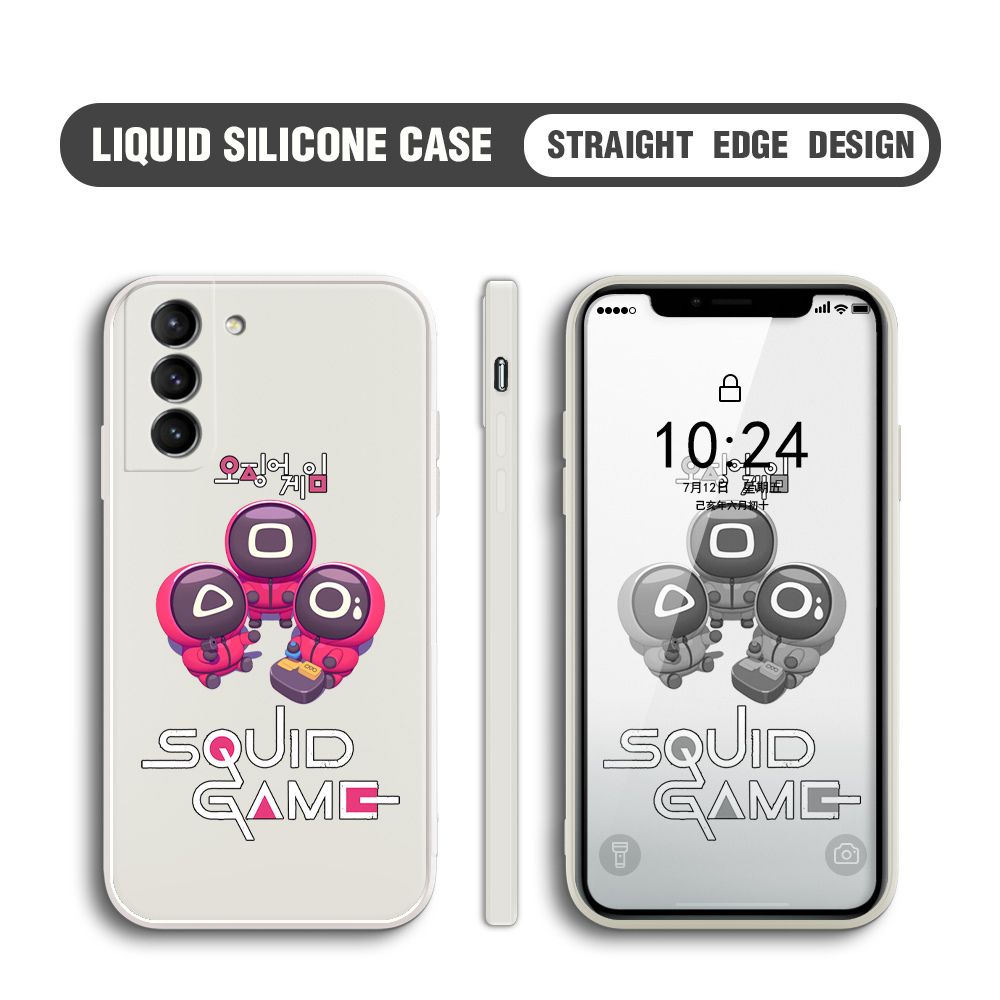UCUC for Samsung Galaxy S21 Plus 5G Case Cute Cartoon Cute Squid Character Phone Cover Square Liquid Silicone Shockproof Phone Protective Case