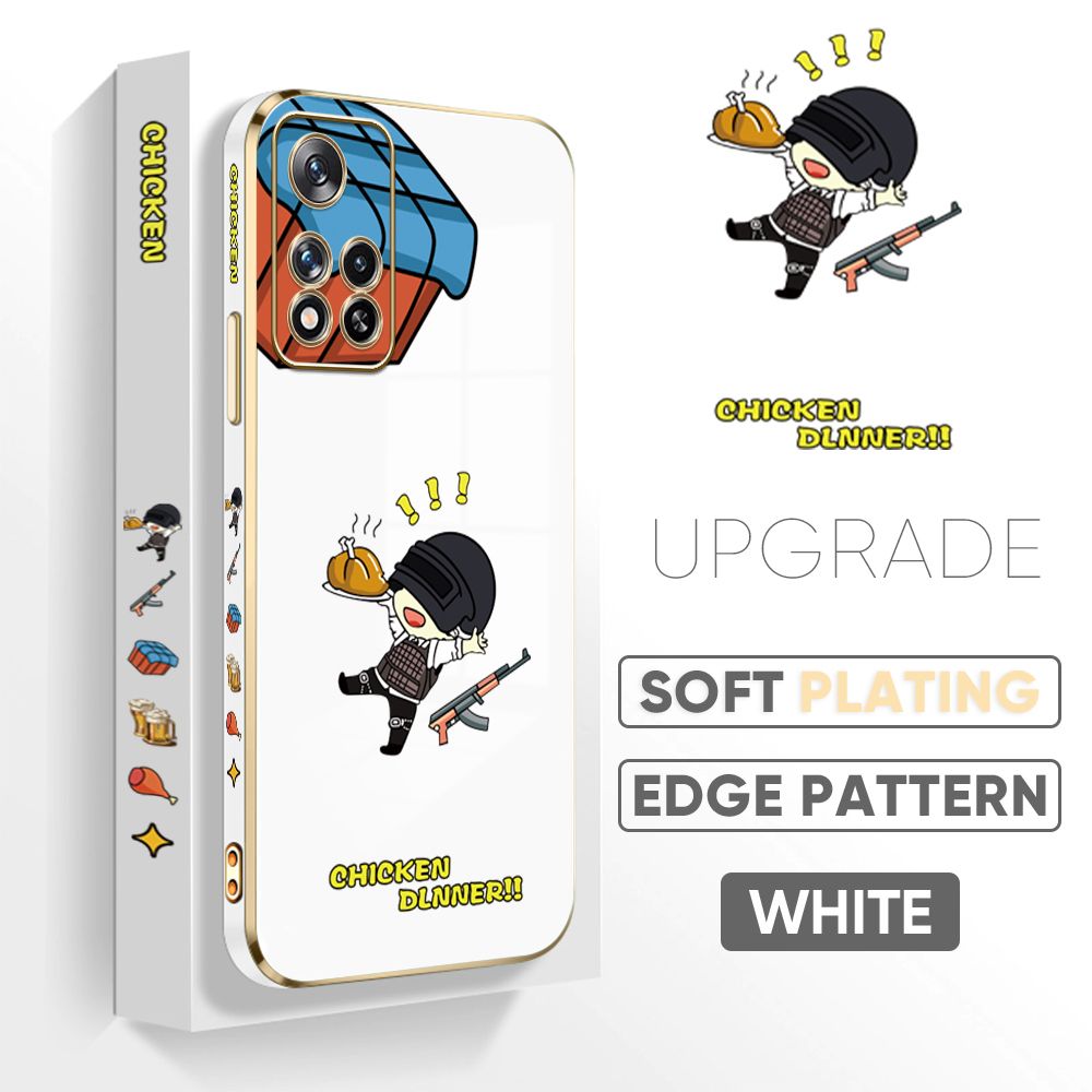 TA for Redmi Note 11 5G / Xiaomi Poco M4 Pro 5G Back Cover + Free Lanyard Peace Elite Luxury 6D Plating Case Side Pattern Soft Silicone Square Phone Cases