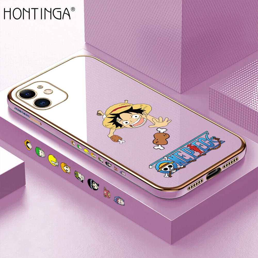 Hontinga for iPhone 11 Back Cover + Free Lanyard Luxury 6D Plating Big Stick Meat Boy Side Pattern Case Soft Silicone Square Mobile Cover
