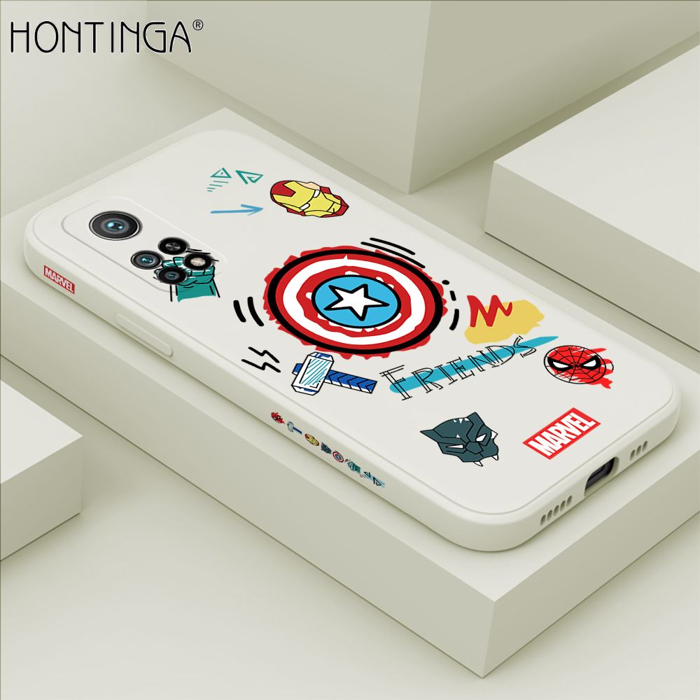 Hontinga for Xiaomi 10T / 10T Pro Case Side Design Trendy Cartoon Sign Back Cover Soft Square Edge Pattern Liquid Silicone Phone Cases