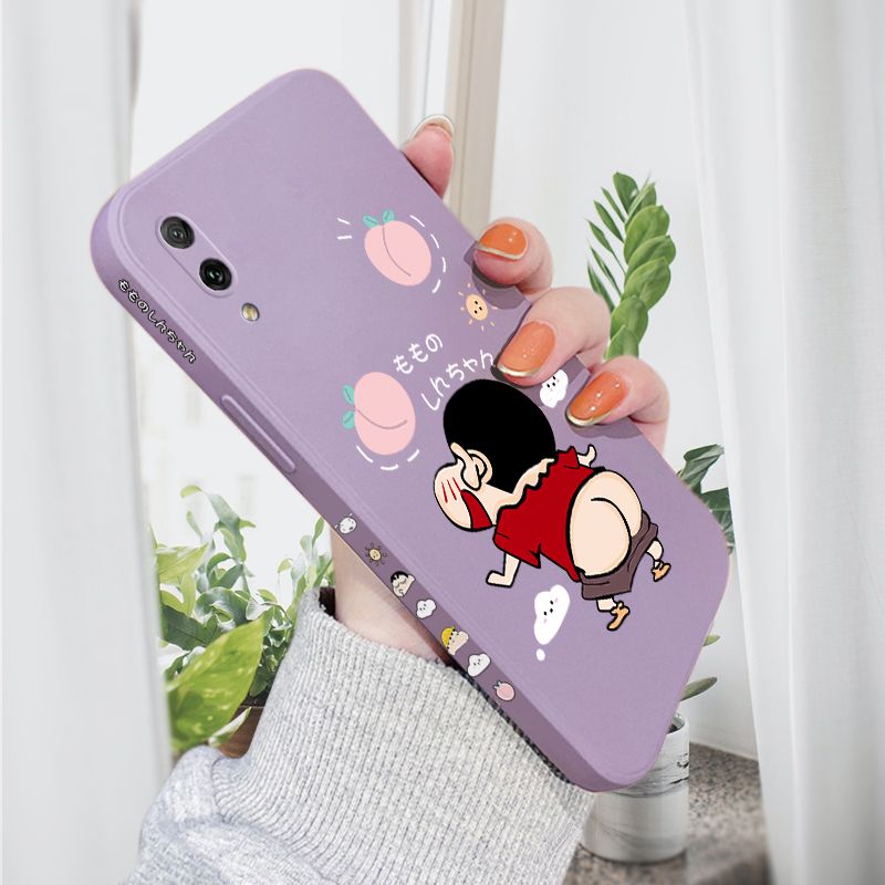 AMORVOR for Huawei Y7 Pro 2019 Back Cover Cute Cartoon Crayon Shin-Chan Side design Soft Case Liquid Silicone Phone Cases