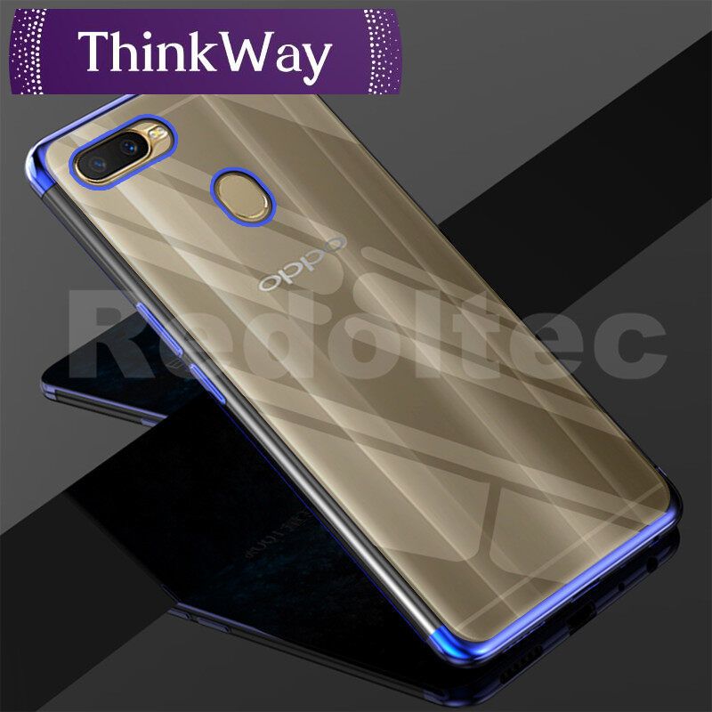 For OPPO A7 A5S A3S Cover Luxury Plating Clear Electroplate Thin 3 in 1 Soft TPU Silicone Shockproof Phone Case