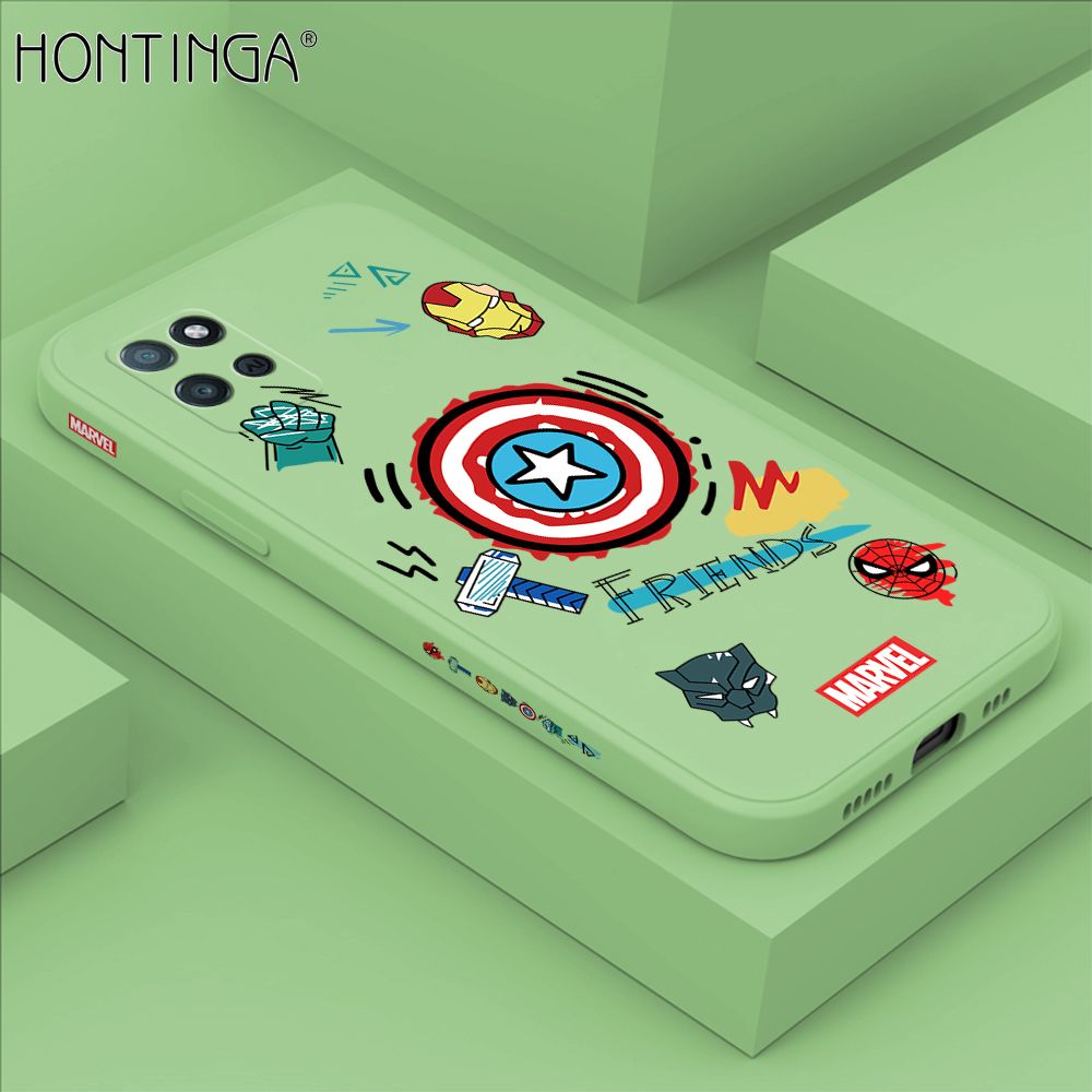 Hontinga for Realme V11 5G Case Side Design Trendy Cartoon Sign Back Cover Soft Square Edge Pattern Liquid Silicone Phone Cases