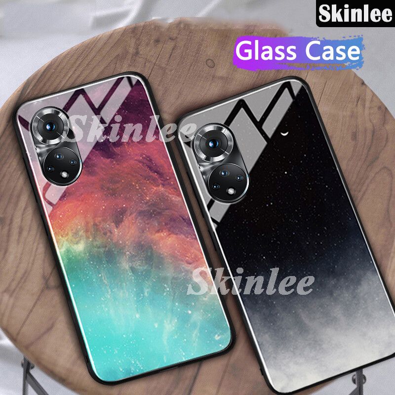Phone Case Huawei P50 Back Tempered Glass Back Cover Instagram Starry Sky Design Cases for Huawei P50 Cover Shell Mirror Glass