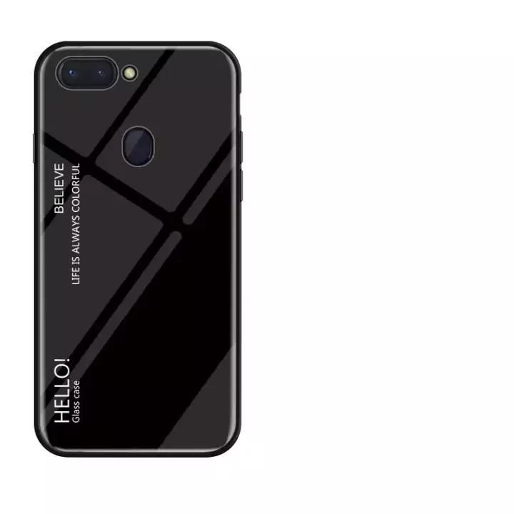 Gradient Color Tempered Glass Casing Protective Case Back Cover Soft TPU Bumper Case For OPPO R15 Case