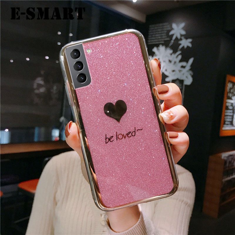 Phone Case Samsung Galaxy S22 Back Fashion Couple Cases Bling Gold Glitter Be Loved Soft Silicone Protector Cover Samsung S22 case