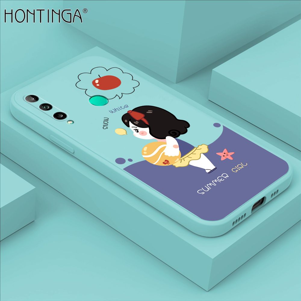 Hontinga for Huawei Y7P / P40 Lite E Case Cute Cartoon Girl Phone Case Phone Case Soft Square Edge Silicone Cases Full Lens Cover Shockproof Protection Cover