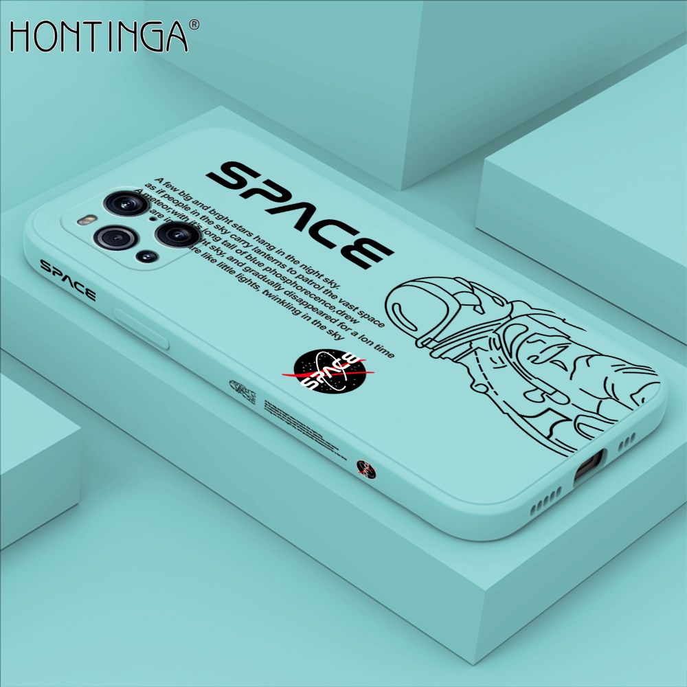 Hontinga for OPPO Find X3 / Find X3 Pro Back Cover Cool Astronaut Pattern Case Soft Square Edge Liquid Silicone Phone Cases