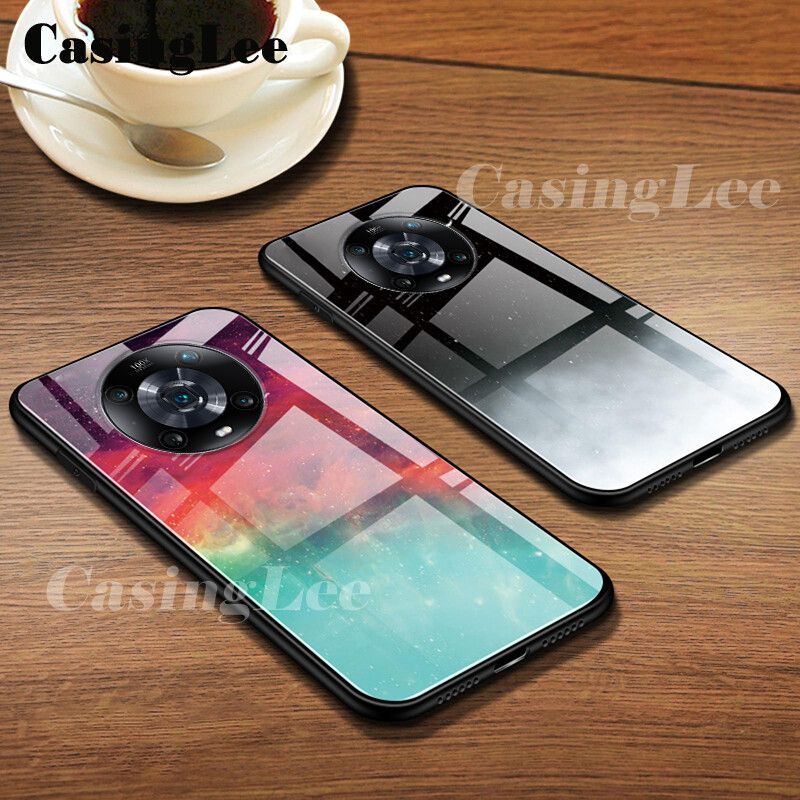 For Honor Magic 4 case Tempered Glass Protector Phone Cases Starry Sky Couple Phone Back cover for Honor Magic4 Mirror Glass For girls and Boys