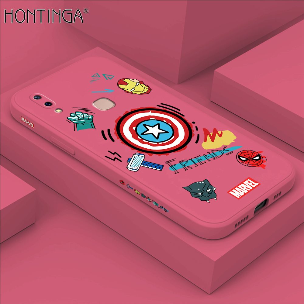 Hontinga for Vivo V9 Case Side Design Trendy Cartoon Sign Back Cover Soft Square Edge Pattern Liquid Silicone Phone Cases