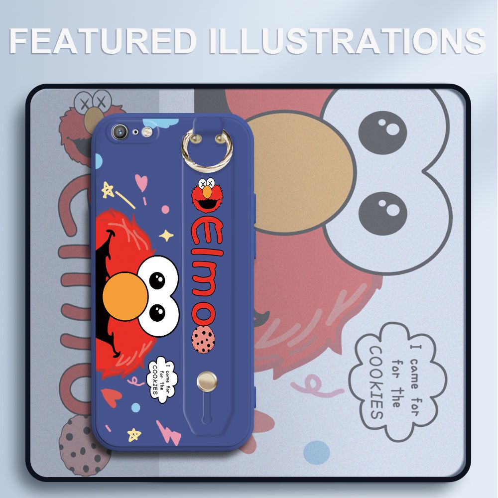 UCUC for iPhone 6 Plus Wrist Strap Case Creative Cartoon Red Haired Monster Cover Ultra Thin Anti Fall Liquid Silicone Phone Case