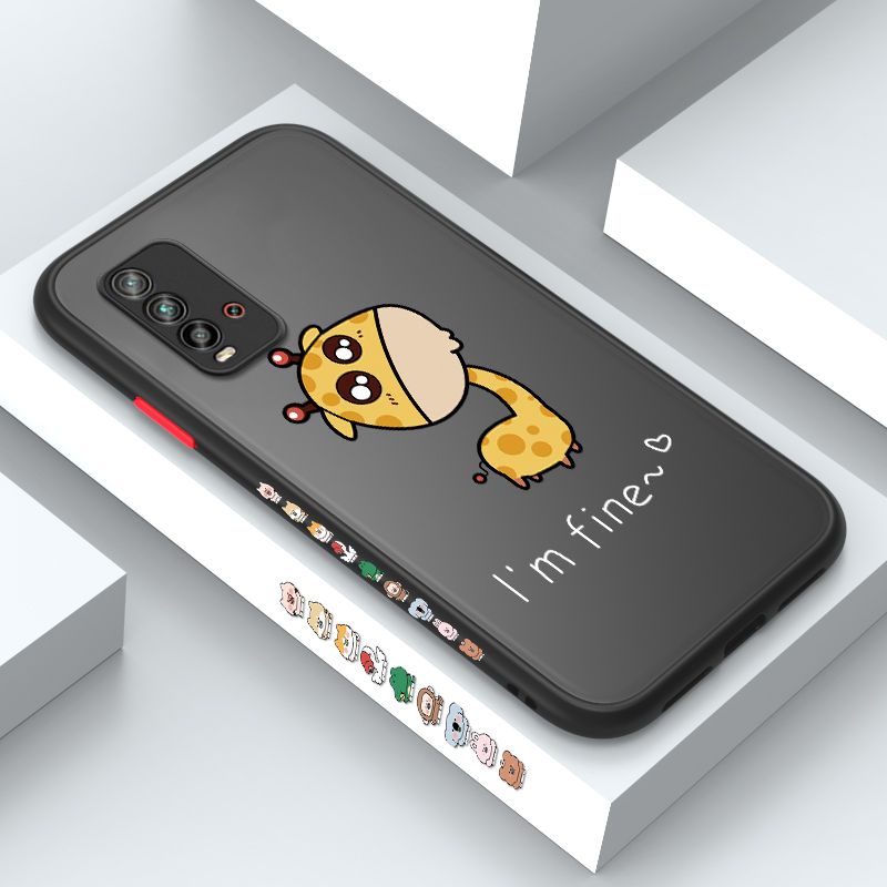 ZeroQiQi for Redmi 9T Case Cute Funny Giraffe Side Printing Cover Frosted Ultra Thin Protective Anti Fall Phone Case